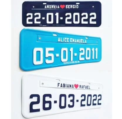 Promoção 03 Placas de Carro Personalizadas Alto Relevo