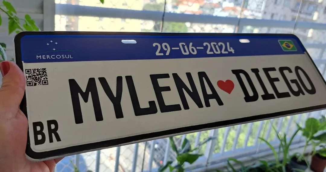 Fabrica de Placa Original Mercosul Personalizada para Casamento