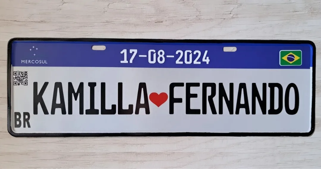Loja de Placa Original Mercosul Personalizada para Casamento