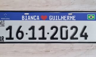 Personalize seu casamento com Placa Mercosul Original