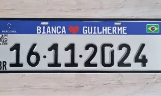 Personalize seu casamento com Placa Mercosul Original