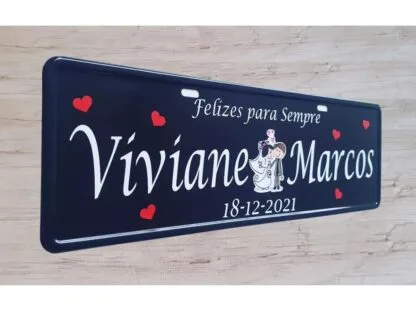 Placa de Carro Adesivada Personalizada para Casamento