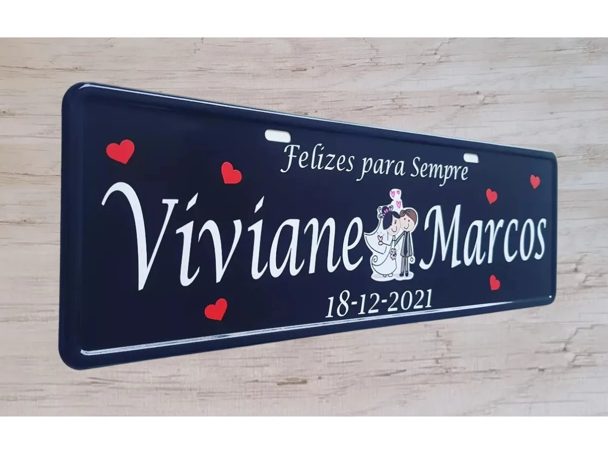 Placa de Carro Adesivada Personalizada para Casamento