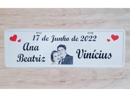 Placa de Carro Adesivada Personalizada para Casamento