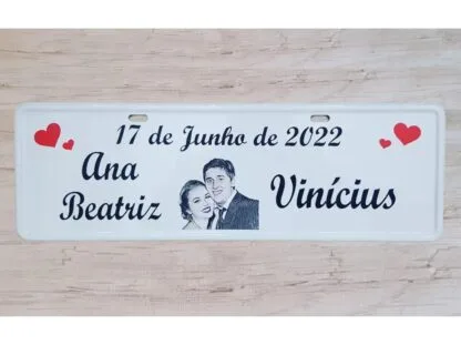 Placa de Carro Adesivada Personalizada para Casamento