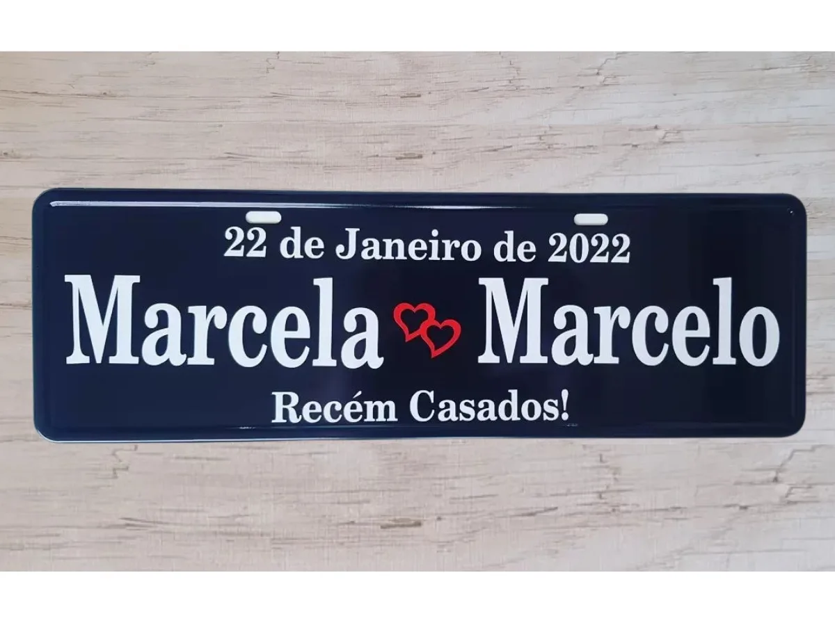 Placa de Carro Personalizada para Casamento e Eventos