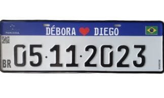 Placa Mercosul Personalizada para Casamento e Eventos